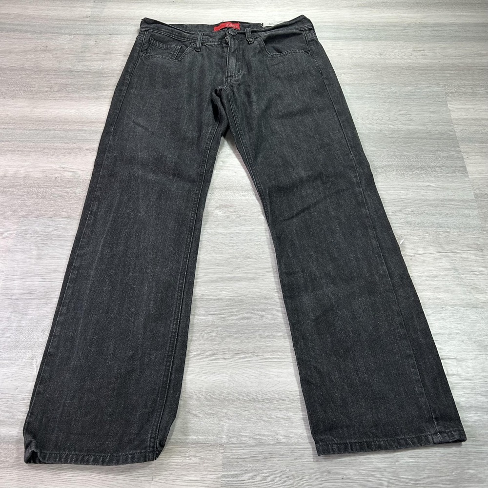 Guess Rowland Relaxed Straight Jeans Mens 32x31 Gray Cotton Denim‎ Pants Casual
